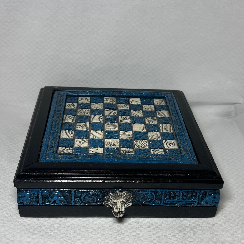 Handcrafted Blue and Black Chess Set
